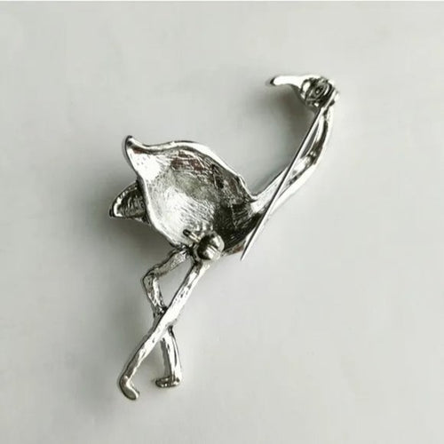 Crystal Flamingo Brooch in Silver Tone