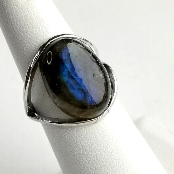 Cabochon Labradorite Ring in Sterling Silver size 6