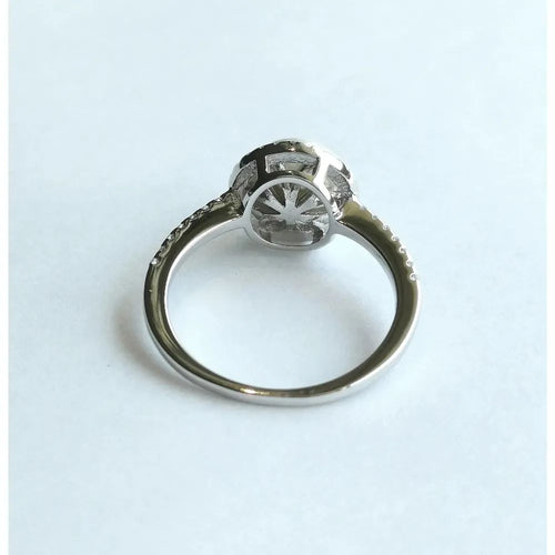 White Mabe Pearl Ring with CZ Halo size 7