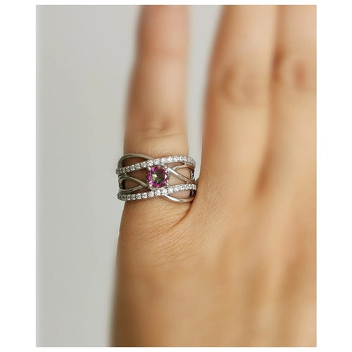 Mystic Topaz and White Sapphire "Waves" Band Ring in Sterling Silver