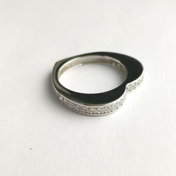 Heart Profile Eternity Ring in Sterling Silver and CZ