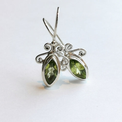 Marquise Peridot Drop Earrings in Sterling Silver