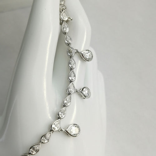 White Sapphire Tennis Bracelet with Teardrop Charms