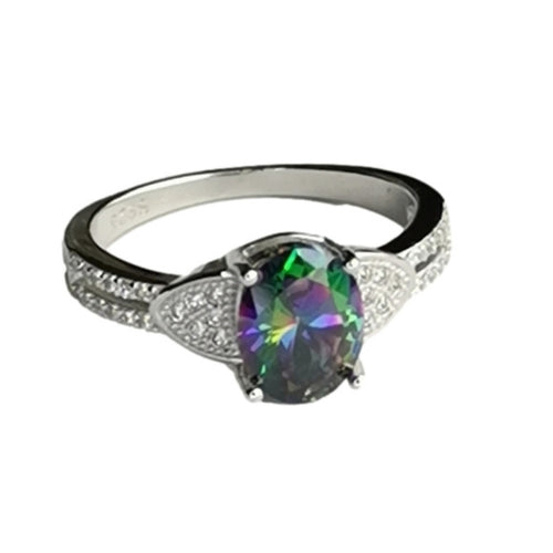 Mystic Topaz Ring with CZ accents  size  8