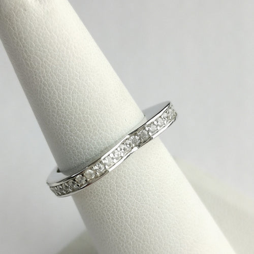 Heart Profile Eternity Ring in Sterling Silver and CZ