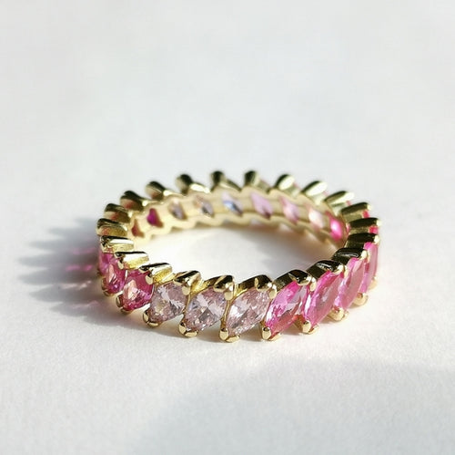 Pink Spinel Eternity Band Ring in 14k Gold Vermeil