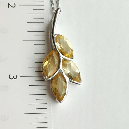 Citrine "Leaves" Pendant Necklace in Sterling Silver