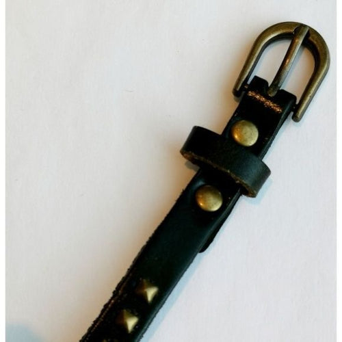 Vintage Style Bronze Case Watch Moto Studded Strap in Black