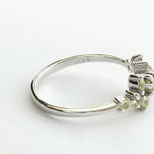 Modern Peridot Multi Gemstone Ring in Sterling Silver size 8