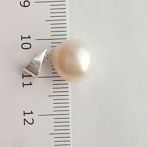 White Cultured Freshwater Pearl Pendant Necklace in Sterling Silver