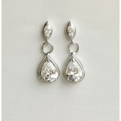 Teardrop CZ Earrings in Sterling Silver