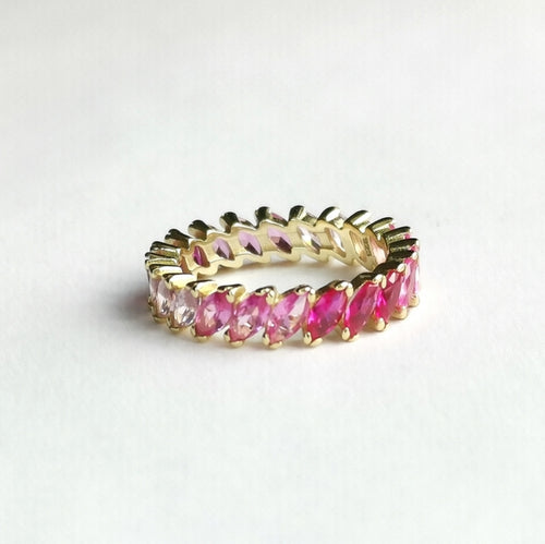 Pink Spinel Eternity Band Ring in 14k Gold Vermeil