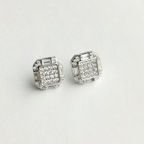 Art Deco Styled Earrings in Sterling Silver and CZ