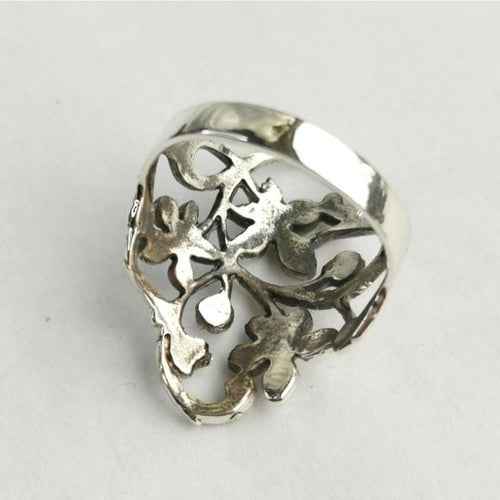 Filigree Flower Vine Ring in Sterling Silver size 6.5