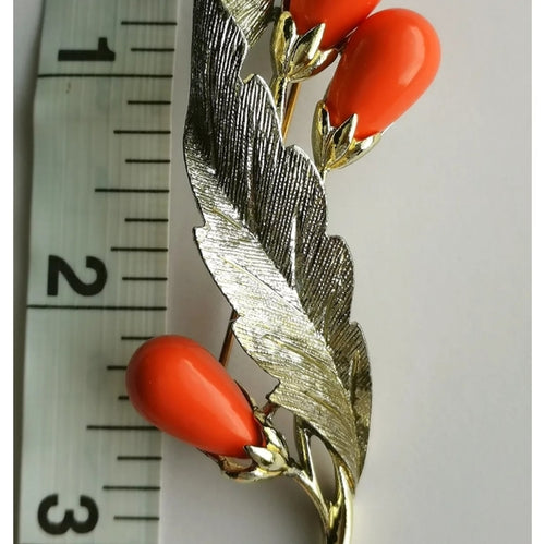 Vintage Sarah Coventry Leaf and Flower Buds 1960's Brooch