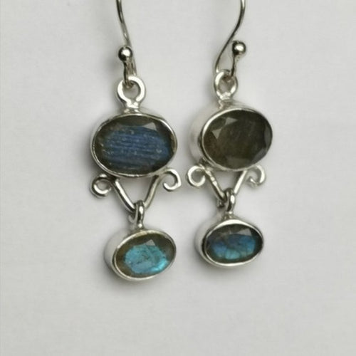 Labradorite Dangle Drop Earrings in Sterling Silver