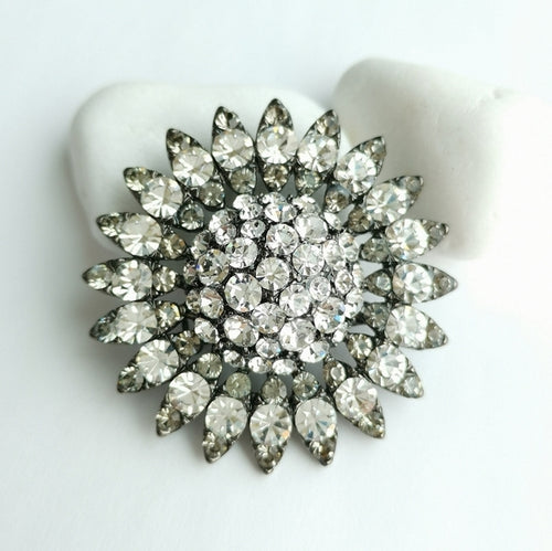 Vintage Large Sunburst Crystal Brooch