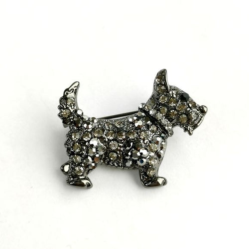 Black Scottie Terrier Crystal Dog Brooch