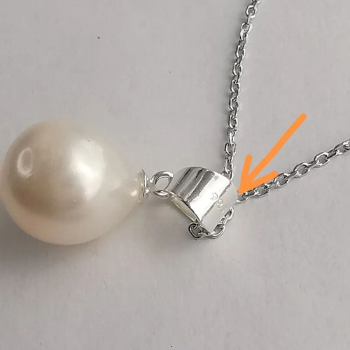 White Cultured Freshwater Pearl Pendant Necklace in Sterling Silver