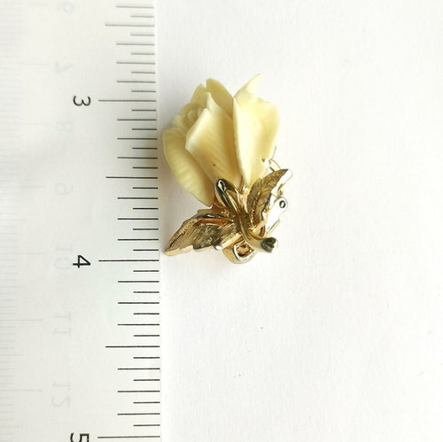 Vintage Boucher Carved Rose Mid Century Earrings