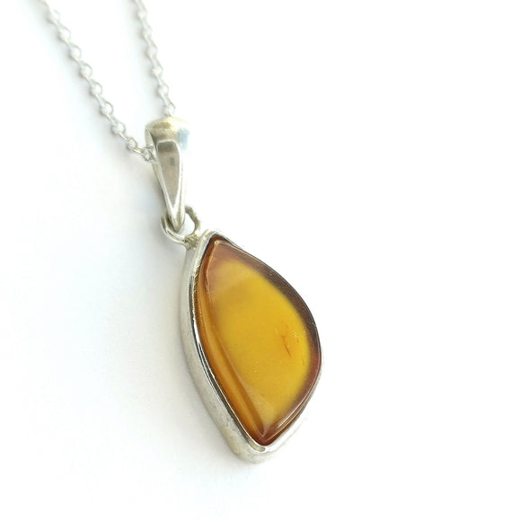 Baltic Butterscotch Amber Pendant Necklace in Sterling Silver