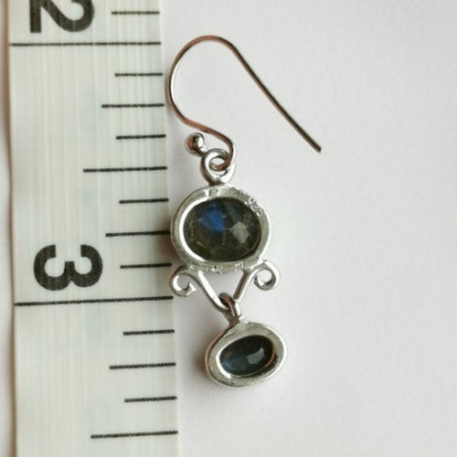 Labradorite Dangle Drop Earrings in Sterling Silver