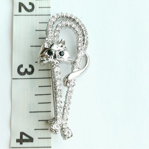 Crystal Cat Arched Back Brooch