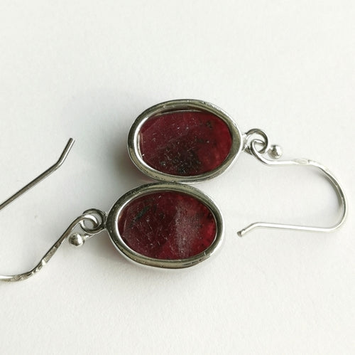 Ruby Sterling Silver Dangle Drop Earrings