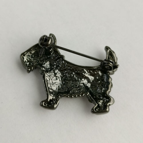 Black Scottie Terrier Crystal Dog Brooch