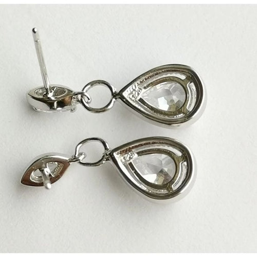 Teardrop CZ Earrings in Sterling Silver