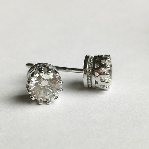 Small Cathedral Set CZ Stud Earrings in Sterling Silver