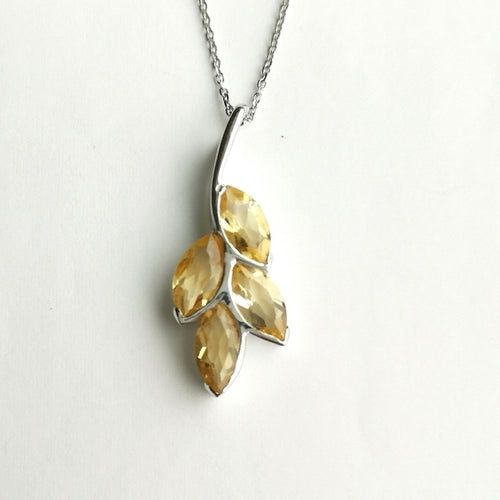 Citrine "Leaves" Pendant Necklace in Sterling Silver