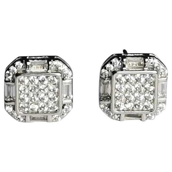 Art Deco Styled Earrings in Sterling Silver and CZ