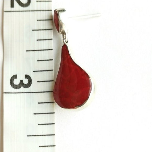 Teardrop Red Sponge Coral Earrings in Sterling Silver