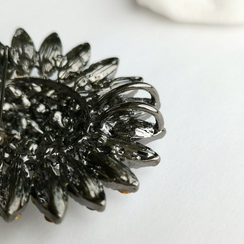 Vintage Large Sunburst Crystal Brooch