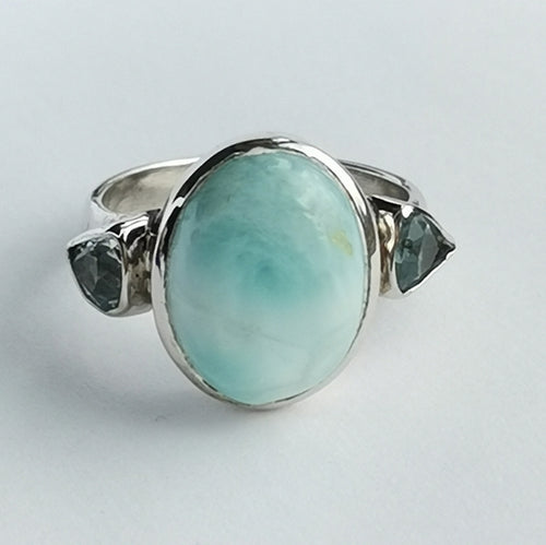 Larimar Blue Topaz Ring in Sterling Silver size 8