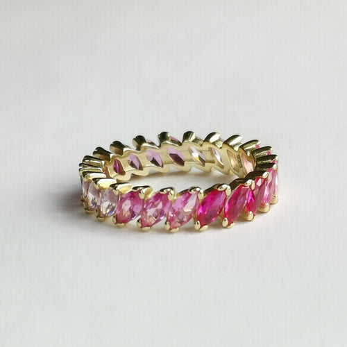 Pink Spinel Eternity Band Ring in 14k Gold Vermeil