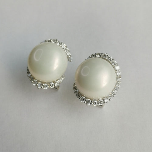 South Sea Pearl White Sapphire Earrings