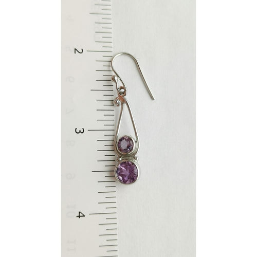 Bohemian Lavender Amethyst Dangle Drop Earrings in Sterling Silver