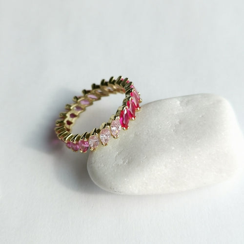 Pink Spinel Eternity Band Ring in 14k Gold Vermeil