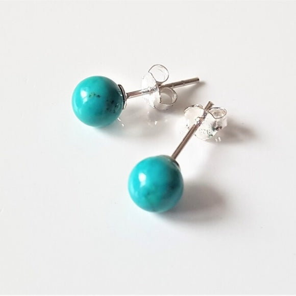 Turquoise Ball Earrings on Sterling Silver Studs 6mm