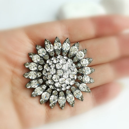 Vintage Large Sunburst Crystal Brooch