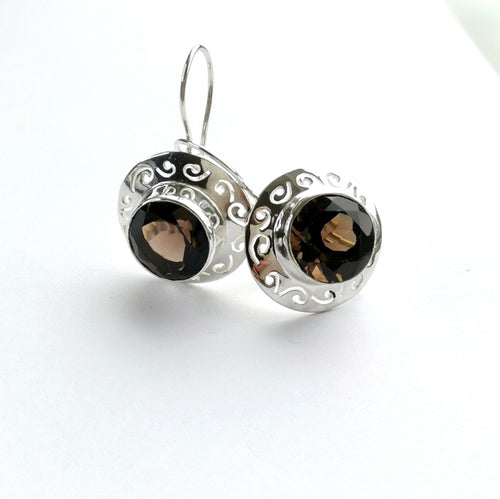 Smokey Topaz / Smoky Quartz Drop Earrings in Sterling Silver