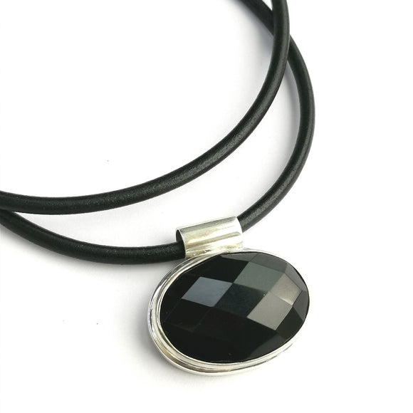 Black Onyx Sterling Silver Pendant Necklace