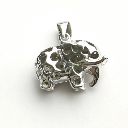 Lucky Elephant Pendant Necklace in Sterling Silver and CZ