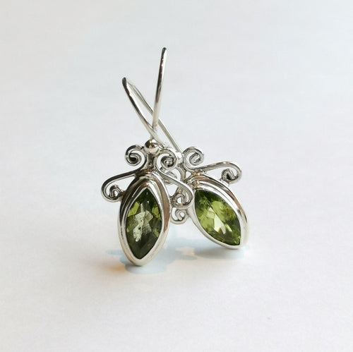 Marquise Peridot Drop Earrings in Sterling Silver