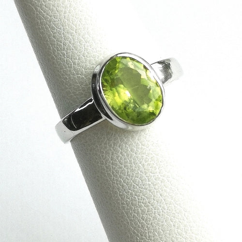 Apple Green Peridot Ring in Sterling Silver size 6