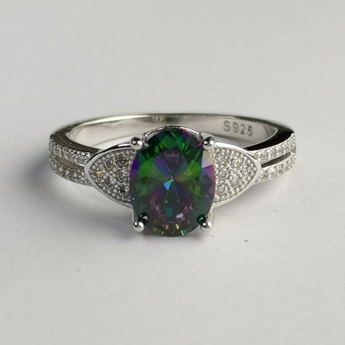 Mystic Topaz Ring with CZ accents  size  8