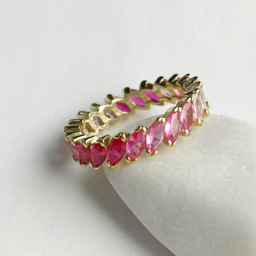 Pink Spinel Eternity Band Ring in 14k Gold Vermeil