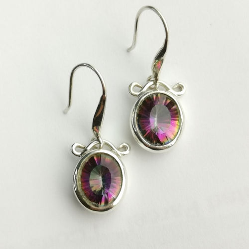 Mystic Topaz sterling silver dangle drop earrings